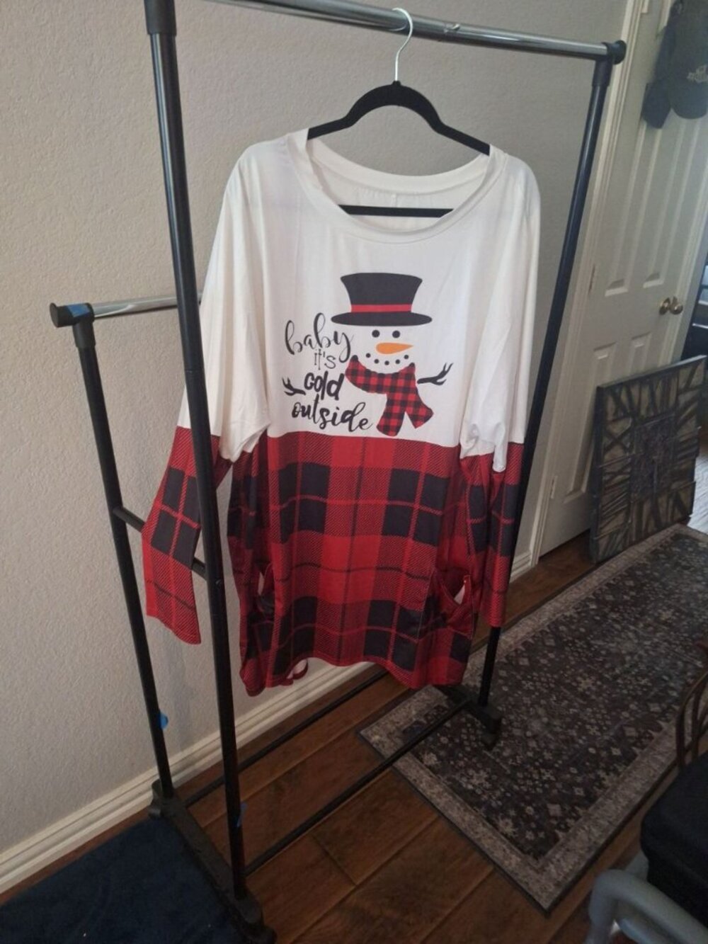 Baby It's Cold Outside Snowman Buffalo Plaid Christmas Tunic 4XL